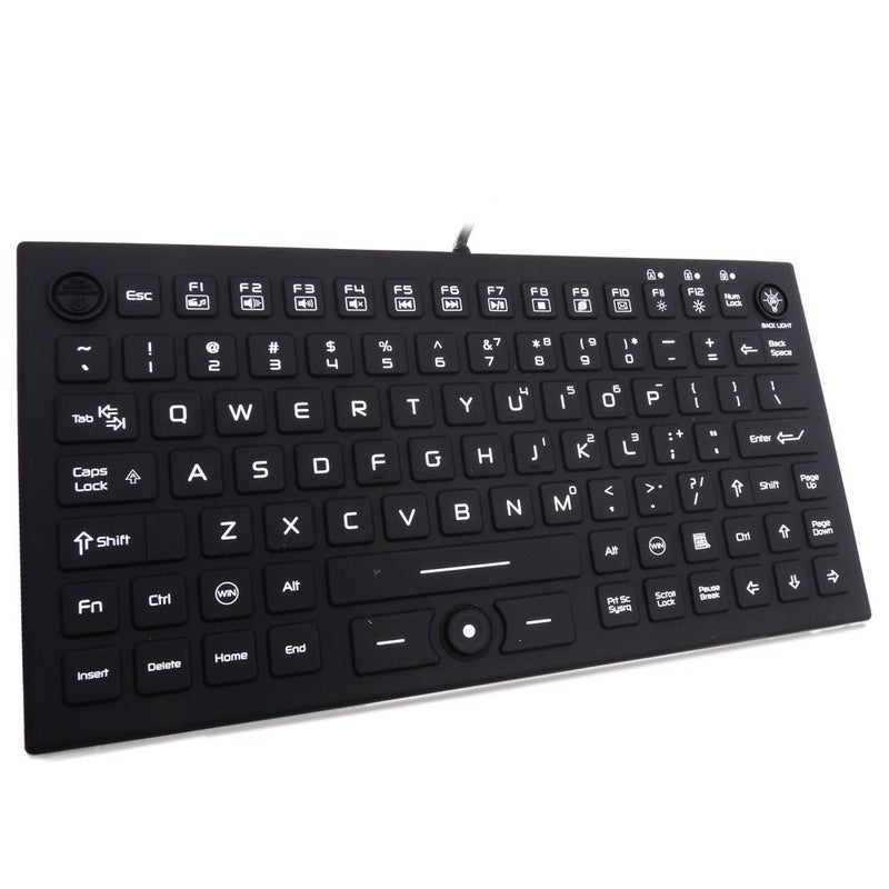 DSI Compact LED Backlit Keyboard with Integrated Mouse Button IP68 Waterproof Silicone IKB850BL - Image 3